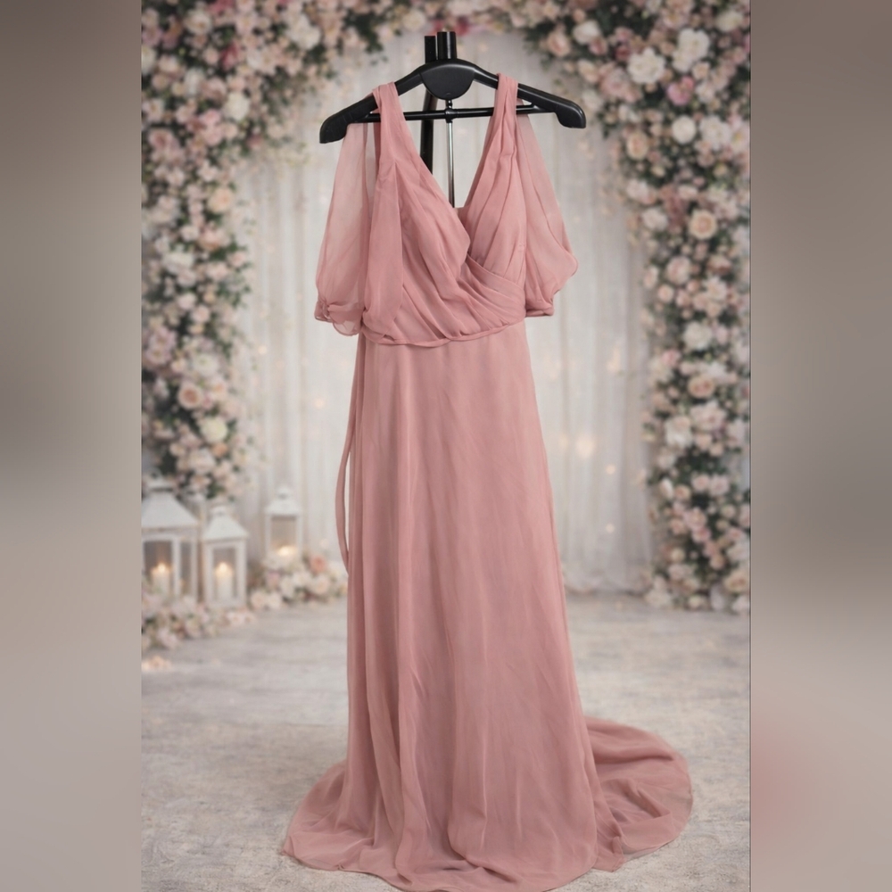 Christina Wu Celebration Bridesmaid Dress Style 22907 Mauve Size 14 Chiffon NEW